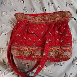 Vera Bradley Red Shoulder Bag with Gold Accents